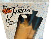 Load image into Gallery viewer, FIESTA WARE 15 PC CUTLERY SET IN WOOD STORAGE BLOCK-NIB Juniper