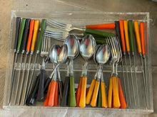 Load image into Gallery viewer, Bakelite Stay Brite Stainless Steel Silverware Fiesta Go Along RED, GREEN, YELLOW