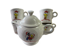 Load image into Gallery viewer, Fiesta  Warner Bros. &quot;Seasons Greeting&quot; Tweety Bird Ring Handle Mugs &amp; Teapot SET
