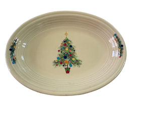 Fiesta Medium  Christmas  Tree on Ivory Oval Platter Tray