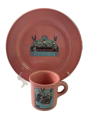Fiesta Fountian Services Set Dinner Plate and Mug Rose