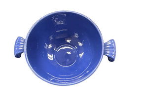 Vintage Flat Bottom Cobalt Covered Onion Soup