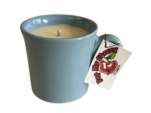 "Pop My Cherry Candle" By "ISH" .. In Periwinkle Ring Handle Mug