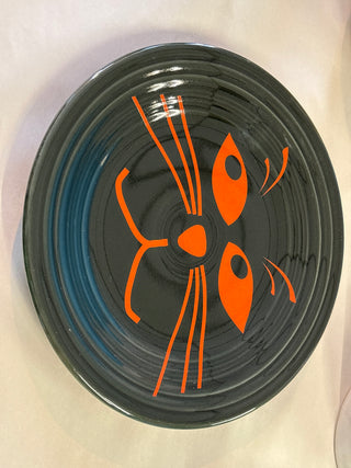 Fiesta Black Cat Luncheon Retired Rare Football Shape Eyes
