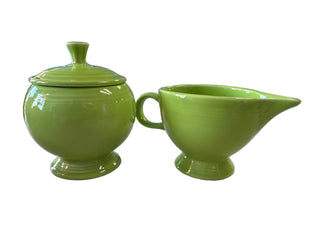 FIESTA Retired Chartreuse Sugar Bowl w/ Lid & Creamer Server Set