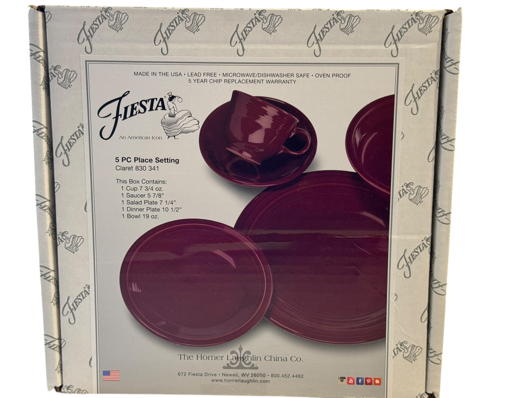 Fiesta 5pc Claret Place Setting NIB