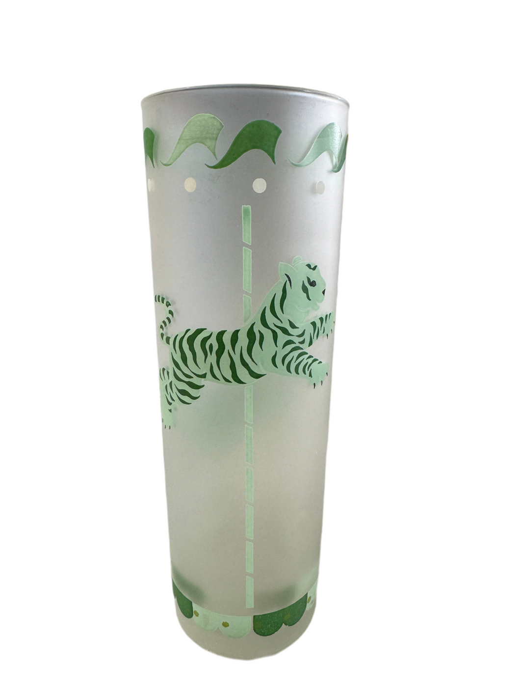 Libby Carousel Merry Go Round Frosted Glass Tiger