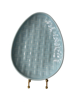 Embossed Basket  Weave Egg Plate 18 Inch Sky.  NEW