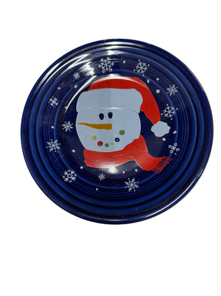 Fiesta  Button Snowman Cobalt Luncheon HTF