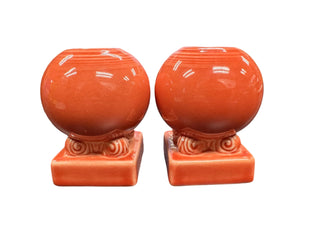 Fiesta Persimmon Ball Candle Holder Set