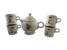 Load image into Gallery viewer, Fiesta  Warner Bros. &quot;Seasons Greeting&quot; Tweety Bird Ring Handle Mugs &amp; Teapot SET
