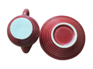 Vintage Harlequin Burgundy Toy Creamer & Nut Cup