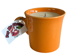 "Pop My Cherry Candle" By "ISH" .. In Tangerine Ring Handle Mug