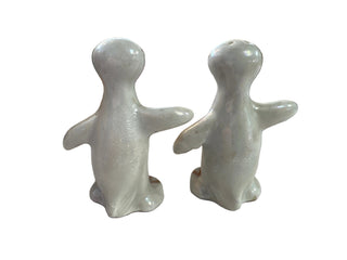Vintage Penguin Salt & Pepper Set Gold & Pearl