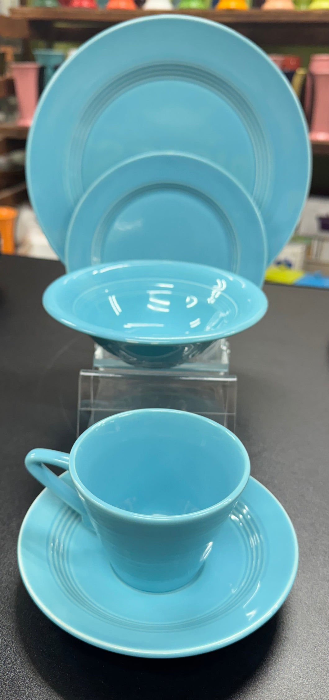 Vintage Homer Laughlin Harlequin Turquoise  5 pc place setting
