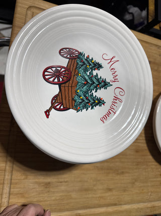 Fiesta Belk Holiday Merry Christmas Luncheon Plate Wagon, Trees