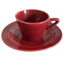 Vintage Harlequin Demitasse Cup and Saucer Set in Maroon (Harlequin Red) | Rare!