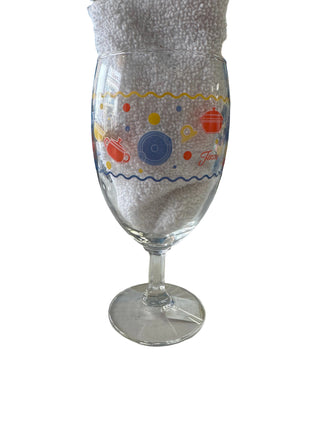 Fiesta 7" Stemmed Drink Water Wine Glass Goblets Fiesta Logo RARE