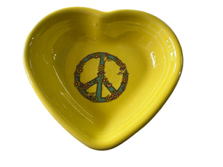 Fiesta Everything Kitchen Exclusive Small Heart Bowl Sunflower Peace Sign