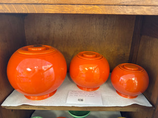 Vintage Kitchen Kraft 3 piece Ball Cookie Jar Set RED