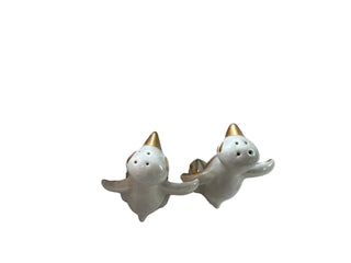 Vintage Penguin Salt & Pepper Set Gold & Pearl