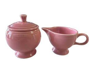 Fiesta Retired Rose Individual Sugar Bowl & Ring Handled Creamer Set