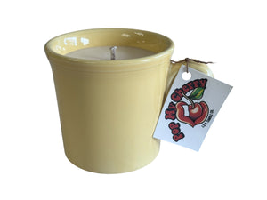 "Pop My Cherry Candle" By "ISH" .. In Pale Yellow Ring Handle Mug