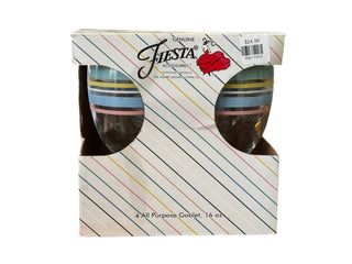 Genuine Fiesta Striped Boxed Goblets New