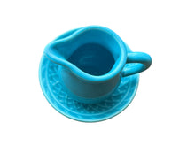 Load image into Gallery viewer, Vintage Harlequin Turquoise  Toy Creamer &amp; Nut Cup
