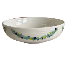 Fiesta Lg Bistro  Bowl Serving White Bowl Blue Garland