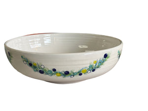 Fiesta Lg Bistro  Bowl Serving White Bowl Blue Garland