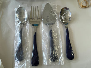 Fiesta Flatware Hostess Serving Set Cobalt Swirl Fan 4pc Set