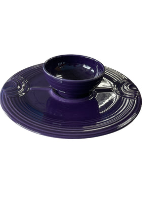 Fiesta Plum Round Hostess Tray Chip n Dip Retired