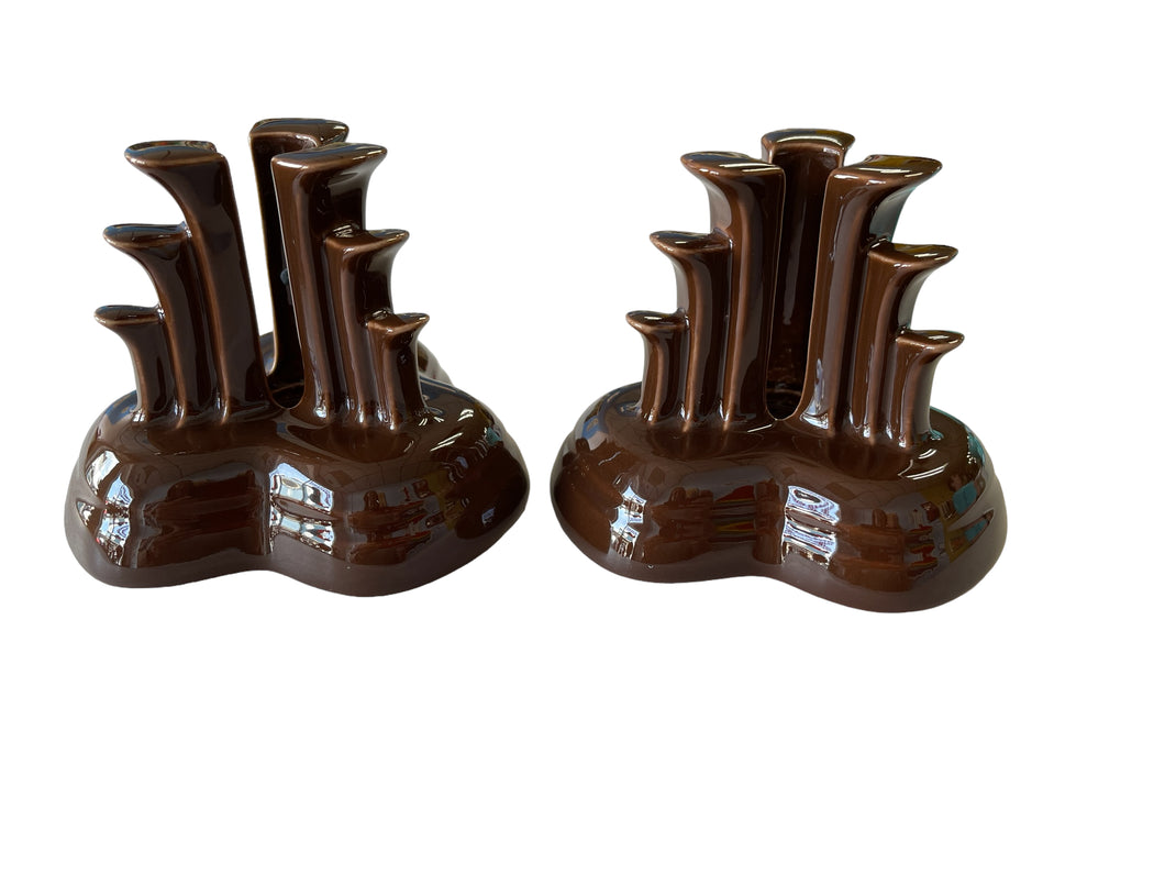 Fiesta Chocolate  Pyramid Candle Holder Set. 184/250 HTF