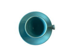 Load image into Gallery viewer, VINTAGE FIESTA WARE TURQUOISE STICK HANDLE DEMITASSE CUP &amp; SAUCER

