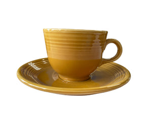Vintage Fiesta Ironstone Antique Gold Cup and Saucer