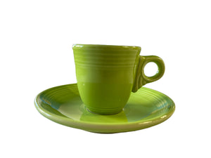 Fiesta NOP Chartreuse Ring Handle  Demitasse Cup &. Saucer NOT OFFICALLY PRODUCTED