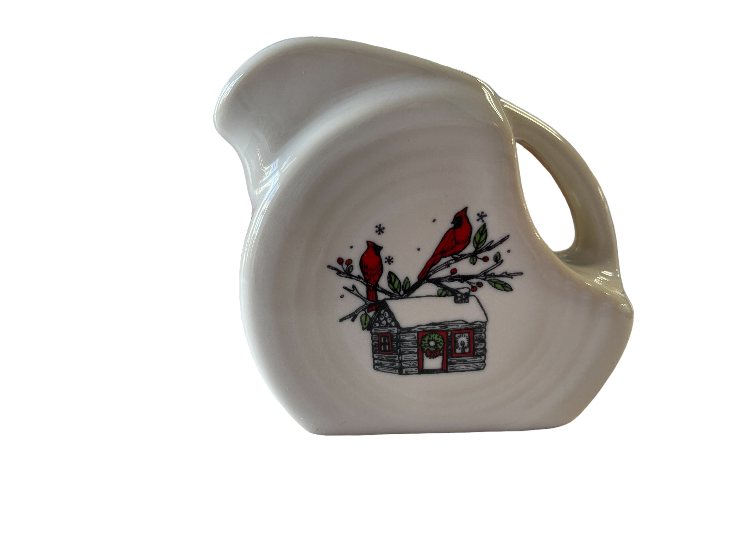 Fiesta Mini Disk Pitcher Christmas Whimsy Cardinals - Thumbnail 2