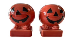 Load image into Gallery viewer, Fiesta Persimmon Pumpkin Face Bulb Candle Holder Set RETIRED

