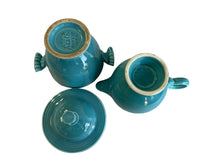 Load image into Gallery viewer, Vintage Fiesta Turquoise Ring Handled Creamer and Sugar
