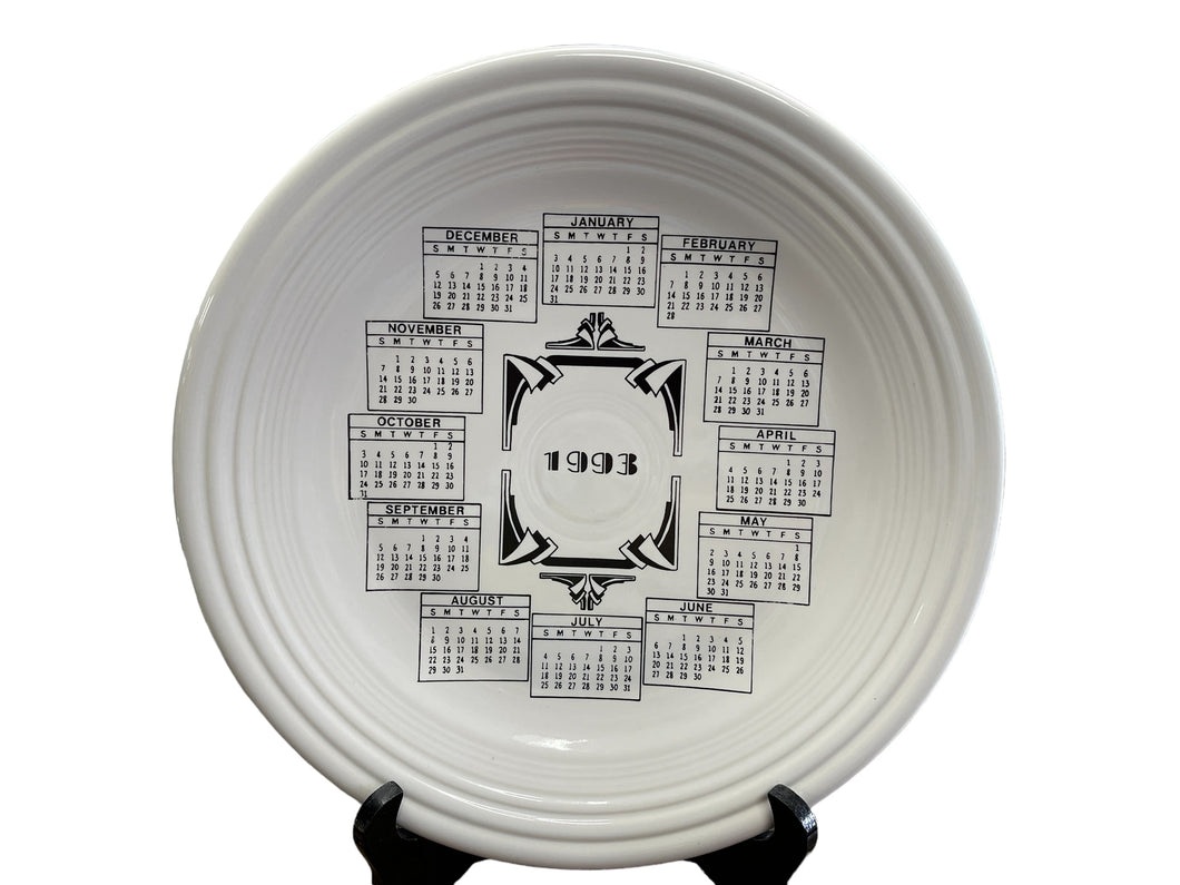 Fiesta White 1993 China Specialties Calendar Plate