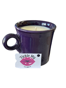 Tickle My Lips Candle By "ISH" .. In Plum Ring Handle Mug