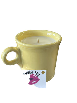 Tickle My Lips Candle By "ISH" .. In Sunflower Ring Handle Mug
