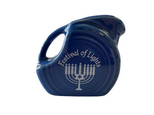 Load image into Gallery viewer, Fiesta FTCCO Festival of Lights on Lapis White Decal Menorah &amp; Dreidel
