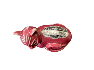 Vintage Harlequin Figurine Maroon Cat w Sticker