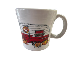 Fiesta Harvest Bus / Trailer Tapered Mug in White | VW Camper Coffee