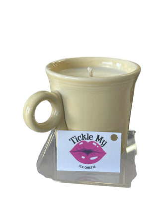Tickle My Lips Candle By "ISH" .. In Ivory  Ring Handle Mug