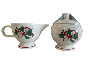 Fiesta Holly & Ribbon  Individual Cream and Sugar Set