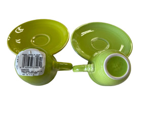 Fiesta NOP Chartreuse Ring Handle  Demitasse Cup &. Saucer NOT OFFICALLY PRODUCTED