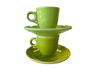 Fiesta NOP Chartreuse Ring Handle  Demitasse Cup &. Saucer NOT OFFICALLY PRODUCTED